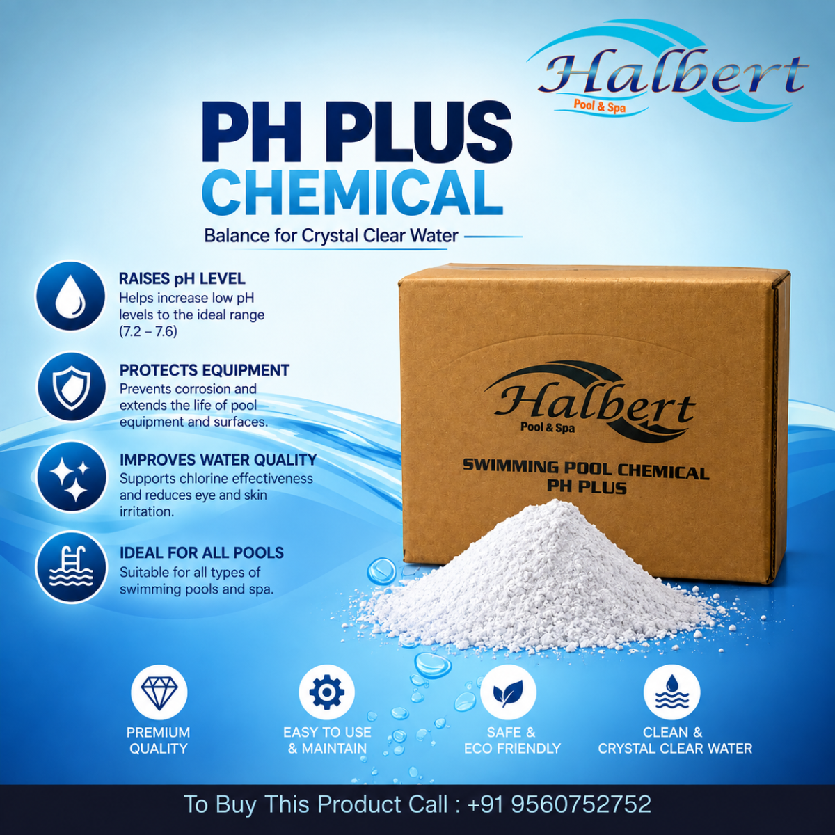 Halbert pH Plus Chemical | Swimming Pool Water Balancer